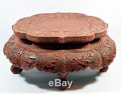 18ème C. Grande Table De Cinnabar En Laque Chinoise Antique Grande Vase Bois En Bois