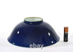 1900's Chinese Blue & White Sgraffiato Cobalt Blue Ground Porcelaine Bowl Marqué