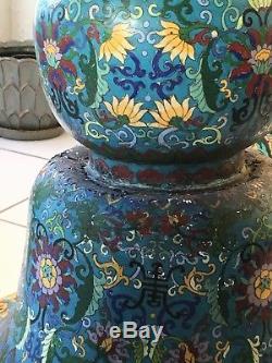 + 1910-40 Dynastie Des Qing Chef-d'œuvre Blue Dragon Chinois Table Cloisonné Chaises +
