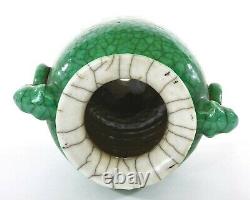1930's Chinese Green Crackle Glaze Monochrome Ge Guan Type Vase Éléphant Oreilles