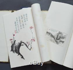 1955 Rare Livres Chinois Qi Baishi Zhang Da Peintures En Bois En 2 Volumens