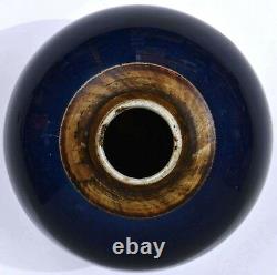 19c Chinese Cobalt Blue Glaze Monochrome Porcelaine Thé Caddy Vase Couverture En Bois Couvercle
