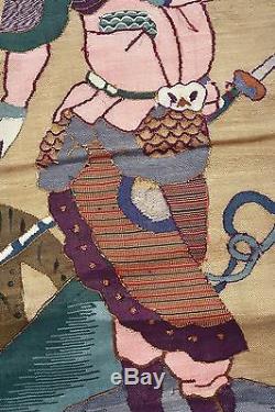 19c Chinois Kesi Kossu Soie Broderie Panneau Textile Tapisserie Lady Guerrier 95 CM