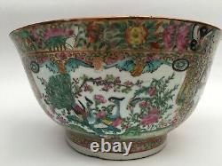 19e C. Grande Porcelaine Chinoise Canton Famille Rose Punch Oval Bowl