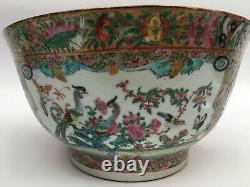 19e C. Grande Porcelaine Chinoise Canton Famille Rose Punch Oval Bowl