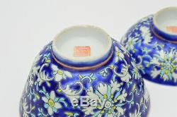19e Chinois Qing Guangxu Peranakan Blue Ground Lidded Tea Bowl Couverture