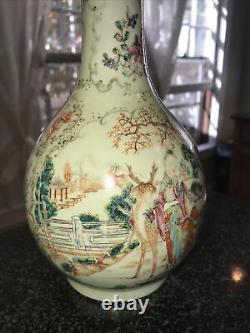 19ème Siècle Celadon Émaillé Porcelaine Chinoise Gourde En Forme Vase