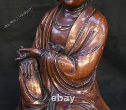 20 Chinois Purple Bronze Bouddhisme Siège Kwan-yin Guan Yin Bodhisattva Sculpture