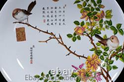 20 Fleurs De Yongzheng Chinois Marqués Et Oiseaux Pastel Disque De Porcelaine