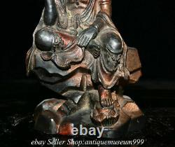 25cm Vieux Bronze Chinois Kwan-yin Guan Yin Boddhisattva Statue Sculpture