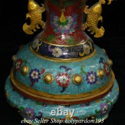 26 Vieux Bronze Chinois Cloisonne Gilt Dynastie Bête Brûleur D'encens Censeur Paire