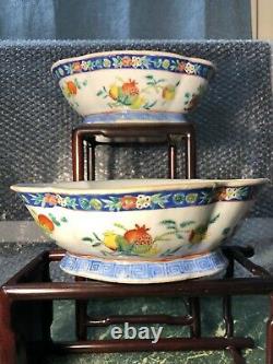 2 Pcs Antiquité Chinoise 19ème Bol En Porcelaine