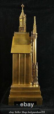33.2 Énorme Chinese Bronze Gilt Cathédrale Château Tour Horloges Horloges Horologe