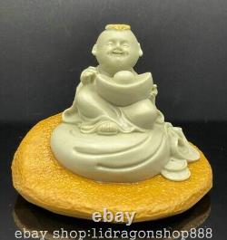 3.6 Sculpture de pierre naturelle chinoise Shoushan Yuan Bao Tong Zi Garçon Statue de richesse