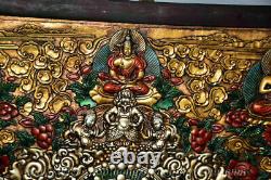 41.8 Vieille Peinture En Cuivre De Bois Chinois Shakyamuni Amitabha Bouddha Tangka