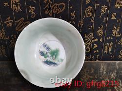 4.4 Antiquités Chinoises Qianlong Pastel Ouvrir Fenêtre Paysage Patron Bowl Une Paire