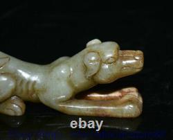 4.4 Rare Vieux Chinois Hetian Jade Dynasty Palace Carving Foo Dog Sculpture