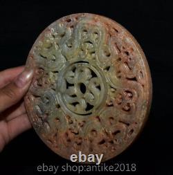 5.2 Ancienne dynastie chinoise de jade Hetian sculpté Fengshui Dragon Beast Jade Bi