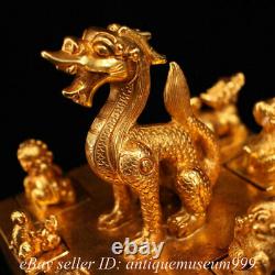 5.2 Dynastie Du Cuivre Chinois Gilt Gravure À La Main Signature De Sceau De Jade Impériale Dragon