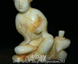 5.6 Old Chinese White Jade Carved Dynasty Maidservant Handmaiden Statue