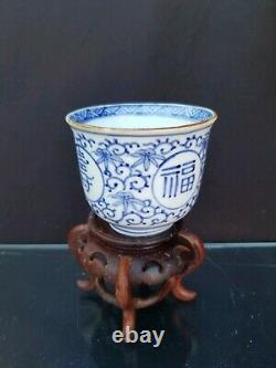 5 Antique Chinese Porcelaine Coupe Kangxi Période Marques