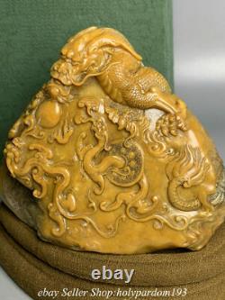 5 Chinois Naturel Tianhuang Shooushan Stone Carving Dragon Sceau Stamp Statue