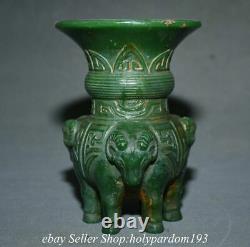 6.2 Old Chinese Green Jade Carving Dynasty Sheep Vessel Bouteille Vase Zun
