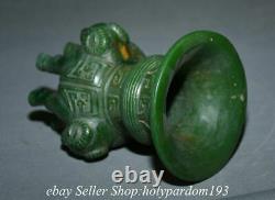 6.2 Old Chinese Green Jade Carving Dynasty Sheep Vessel Bouteille Vase Zun