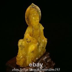 6.4 Pierre Chinoise Naturelle Tianhuang Shooushan Sculpté Guan Yin Ru Yi Statue