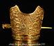 6.4 Vieux Bronze Chinois 24k Gold Gilt Dynasty Double Dragon Tête Officielle