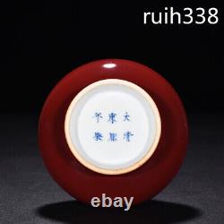 6.52 Old Chinese Kangxi Of Qing Dynasty Rouge Glaçure Bouteille Modèle Dazzle