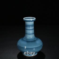 6.5 Porcelaine Antique Chinoise Qing Dynastie Qianlong Marque Ciel Glaçure Cyan Vase