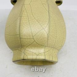 6.7 Porcelaine Chinoise Song Dynastie Guan Kiln Musée Marque Jaune Double Oreille Vase