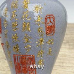 6.7 Vieux Chinois Porcelaine Chanson Dynastie Ru Four Songhuizong Gilt Crise De Glace Vase