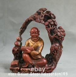 6.8 Sculpture De Statue D'arbre Lohan Arhat En Pierre De Shooushan Naturelle Chinoise