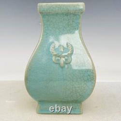 6.9 Chinese Old Porcelain Song Dynastie Ru Kiln Musée Marque Cyan Crique De Glace Vase