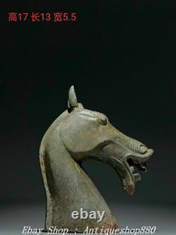 6 Anciens bronzes de la dynastie Han chinoise Statue de tête de cheval zodiaque de 12 chevaux