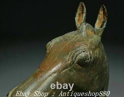 6 Anciens bronzes de la dynastie Han chinoise Statue de tête de cheval zodiaque de 12 chevaux
