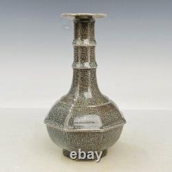 7.1 Chinese Porcelaine Song Dynastie Ge Four Glaçure Cyan Crique De Glace Huit Bord Vase