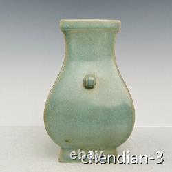 7.2 Antiquités Chinoises Porcelaine Song Rukiln Marque Qingglaze Bouteille À Bouche Carrée
