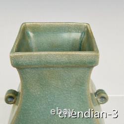 7.2 Antiquités Chinoises Porcelaine Song Rukiln Marque Qingglaze Bouteille À Bouche Carrée