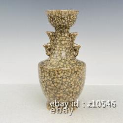 7.2 Antiquités Chinoises Retour Outre-mer Ge Kiln Porcelaine Borneol Bouteille Binaural