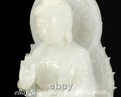7.2 Néphrite Blanc De Jade Hétien Chinois Sculpté Statue De Bouddha Shakyamuni
