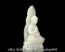 7.2 Néphrite Blanc De Jade Hétien Chinois Sculpté Statue De Bouddha Shakyamuni