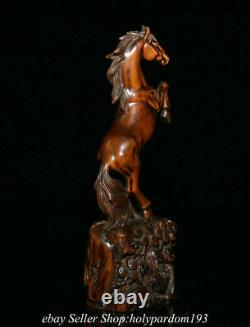 7.2 Old Chinese Boxwood Hand-carved Fengshui 12 Zodiac Année Cheval Statue