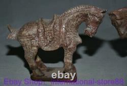 7.2 Rare Vieux Chinois Xiu Jade Carving Feng Shui Cheval Lucky Statue Paire