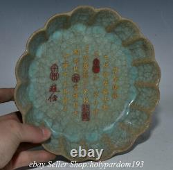7.4 Ancienne Chanson Chinoise Dynasty Guan Kiln Porcelaine Mots Plateau Rond