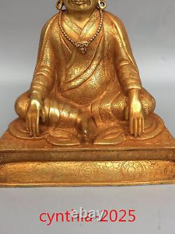 7,4 Anciennes antiquités chinoises Statue en cuivre pur doré du Bouddha Marba Guru