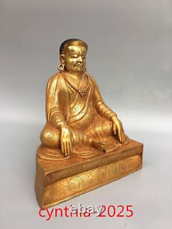 7,4 Anciennes antiquités chinoises Statue en cuivre pur doré du Bouddha Marba Guru