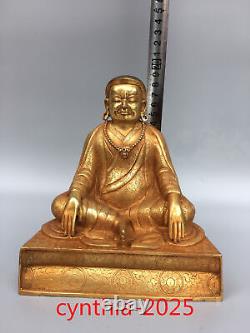 7.4 Anciens antiquités chinoises Statue de Bouddha Marba Guru en cuivre pur doré